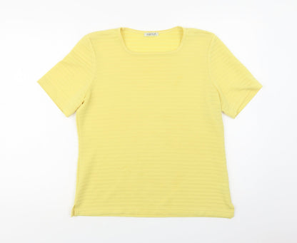 Platinum Womens Yellow  Polyester Basic Blouse Size M Crew Neck