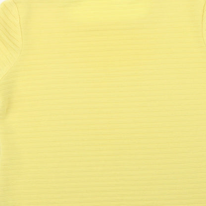 Platinum Womens Yellow  Polyester Basic Blouse Size M Crew Neck