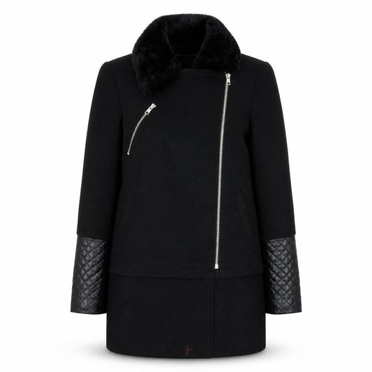 Womens UK Size 10 Dorothy Perkins Black Biker Coat