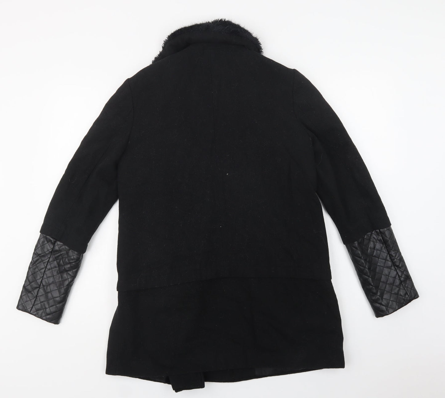 Womens UK Size 10 Dorothy Perkins Black Biker Coat