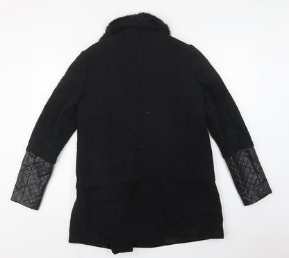 Womens UK Size 10 Dorothy Perkins Black Biker Coat