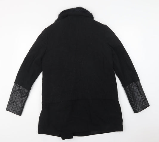 Womens UK Size 10 Dorothy Perkins Black Biker Coat
