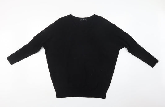 F&F Womens Blue V-Neck  Viscose Pullover Jumper Size 12