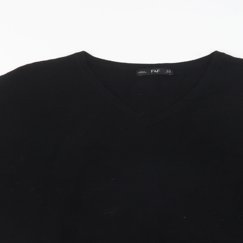 F&F Womens Blue V-Neck  Viscose Pullover Jumper Size 12