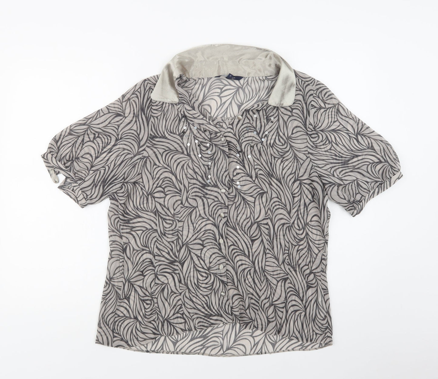 Womens UK Size 16 Debenhams Grey Basic Button-Up