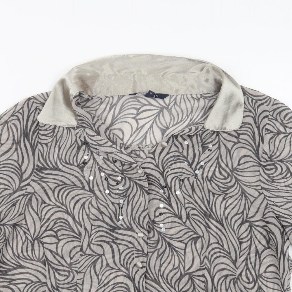Womens UK Size 16 Debenhams Grey Basic Button-Up