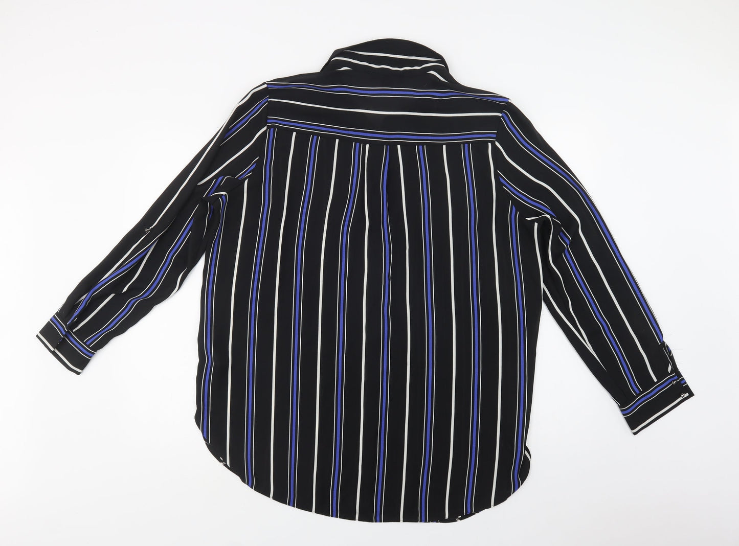 Primark Womens Black Striped Polyester Tunic Button-Up Size 18 Collared