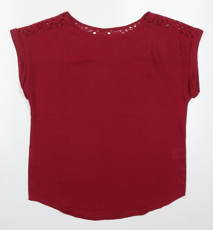SheIn Womens Red  Polyester Basic Blouse Size M Round Neck - Burgandy