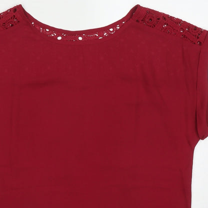 SheIn Womens Red  Polyester Basic Blouse Size M Round Neck - Burgandy