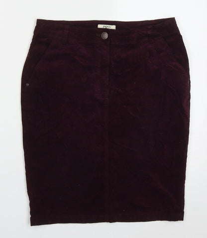 Papaya Womens Purple  Cotton Straight & Pencil Skirt Size 8   Button