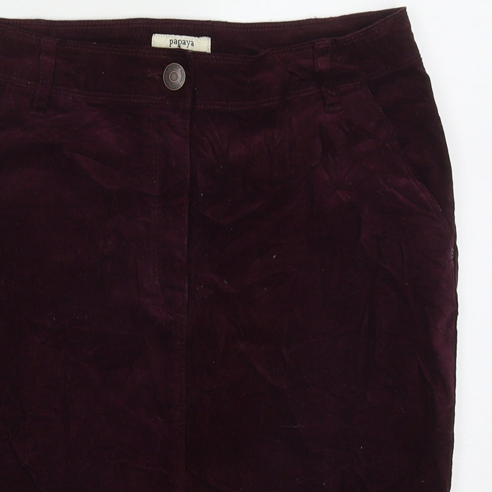 Papaya Womens Purple  Cotton Straight & Pencil Skirt Size 8   Button