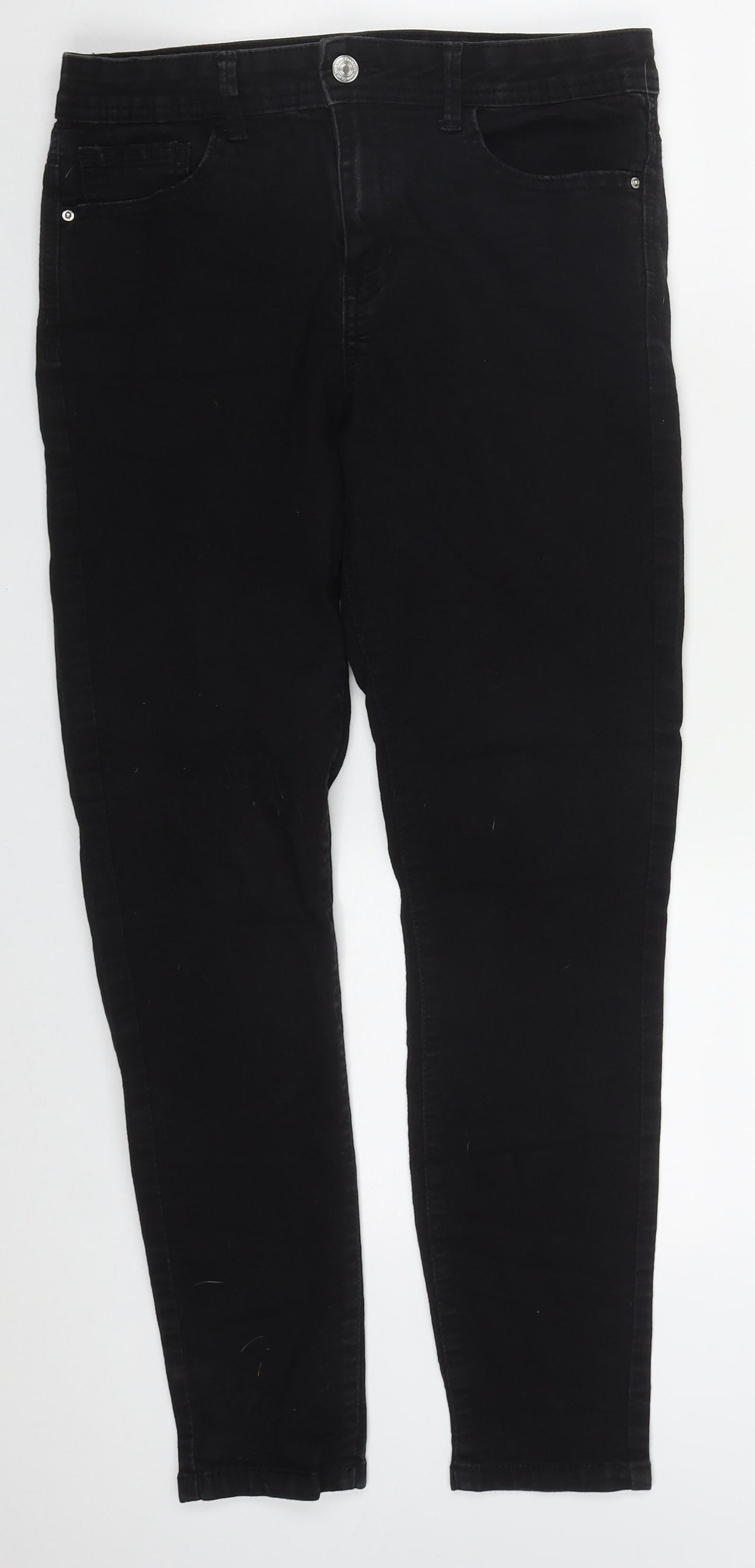 Denim Co Womens Black  Cotton Skinny Jeans Size 14 L26 in Regular Button
