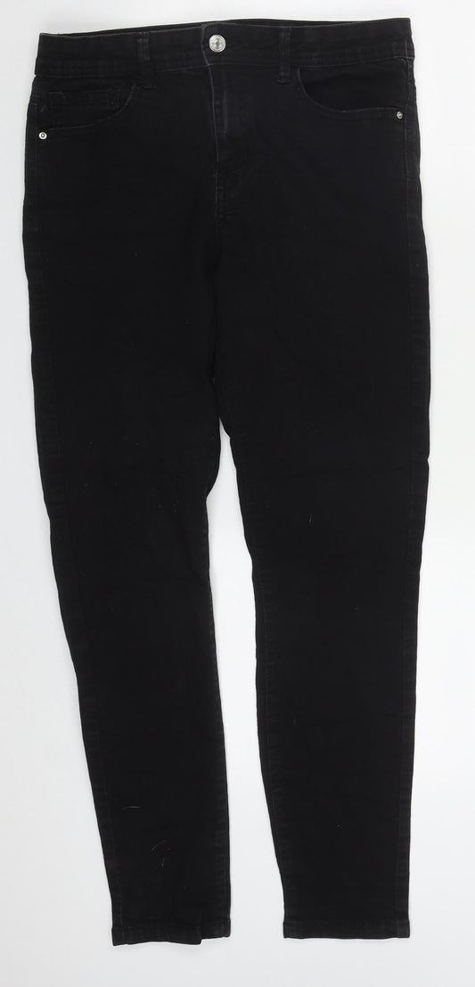 Denim Co Womens Black  Cotton Skinny Jeans Size 14 L26 in Regular Button