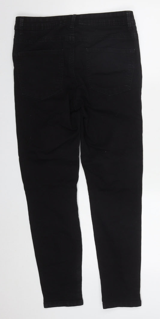 Denim Co Womens Black  Cotton Skinny Jeans Size 14 L26 in Regular Button