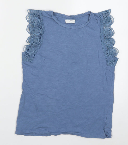 Papaya Womens Blue  Coir Basic Tank Size 10 Round Neck