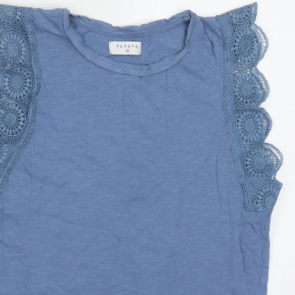 Papaya Womens Blue  Coir Basic Tank Size 10 Round Neck