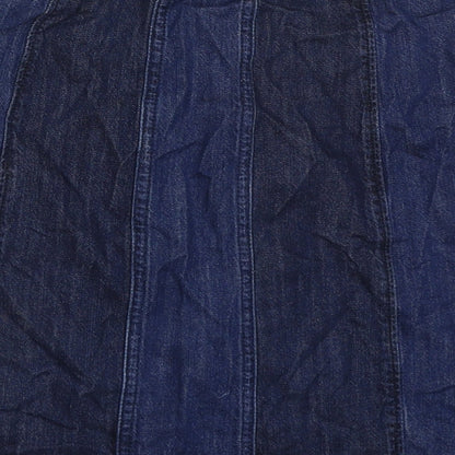 H&M Womens Blue Striped Cotton A-Line Skirt Size 8   Zip