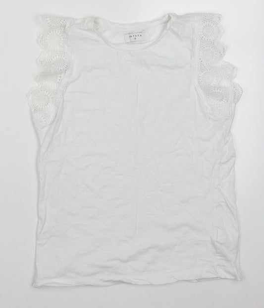 Papaya Womens White  Cotton Basic Tank Size 10 Round Neck