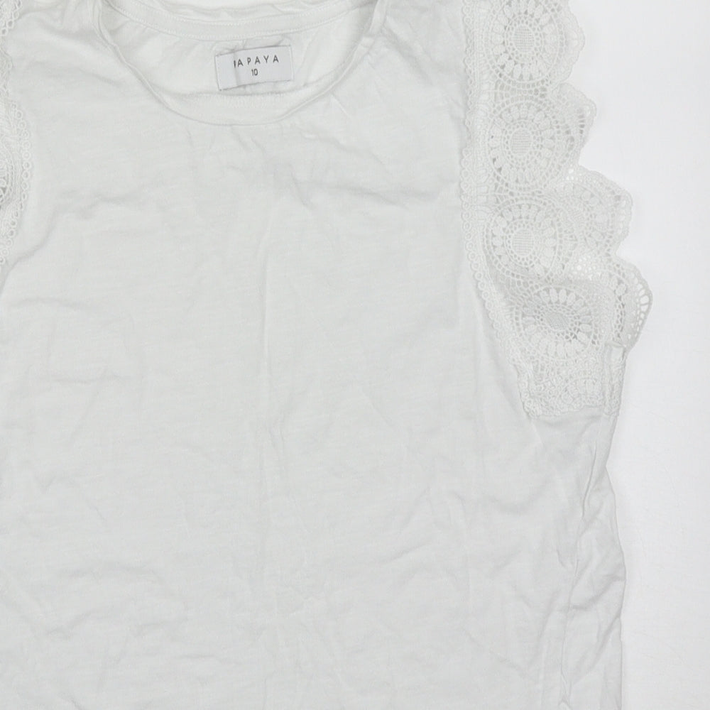 Womens UK Size 10 Papaya White Basic Tank