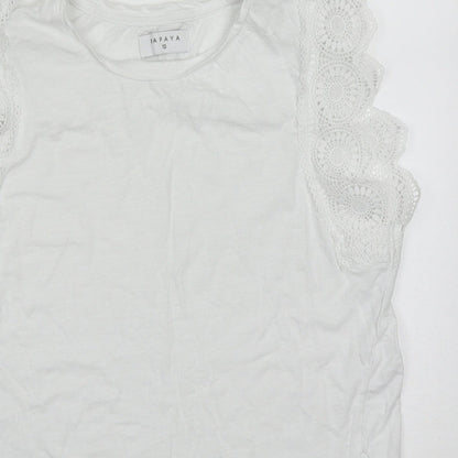 Womens UK Size 10 Papaya White Basic Tank