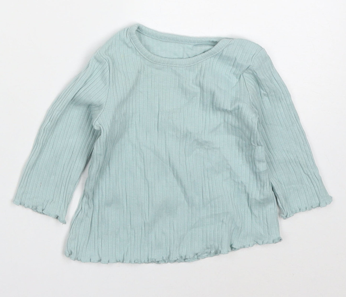 George Girls Blue  Cotton Basic T-Shirt Size 3-6 Months Round Neck Pullover