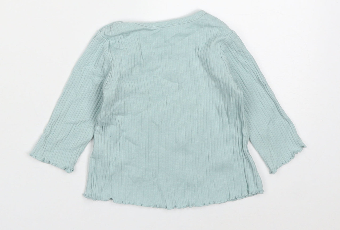 George Girls Blue  Cotton Basic T-Shirt Size 3-6 Months Round Neck Pullover