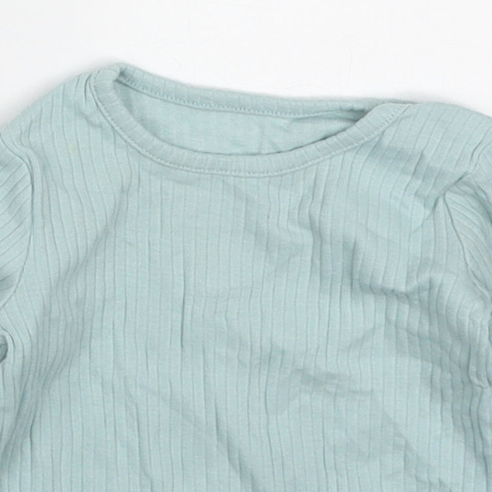 George Girls Blue  Cotton Basic T-Shirt Size 3-6 Months Round Neck Pullover
