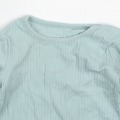 George Girls Blue  Cotton Basic T-Shirt Size 3-6 Months Round Neck Pullover