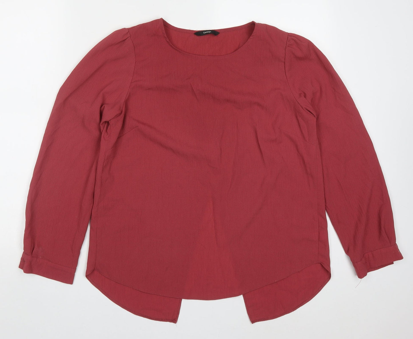 Geoge Womens Red  Polyester Basic Blouse Size 8 Round Neck