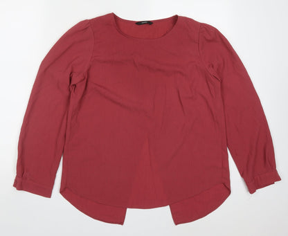 Geoge Womens Red  Polyester Basic Blouse Size 8 Round Neck