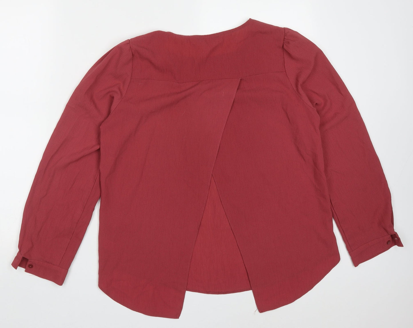 Geoge Womens Red  Polyester Basic Blouse Size 8 Round Neck