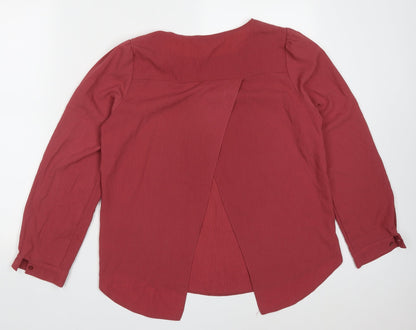 Geoge Womens Red  Polyester Basic Blouse Size 8 Round Neck