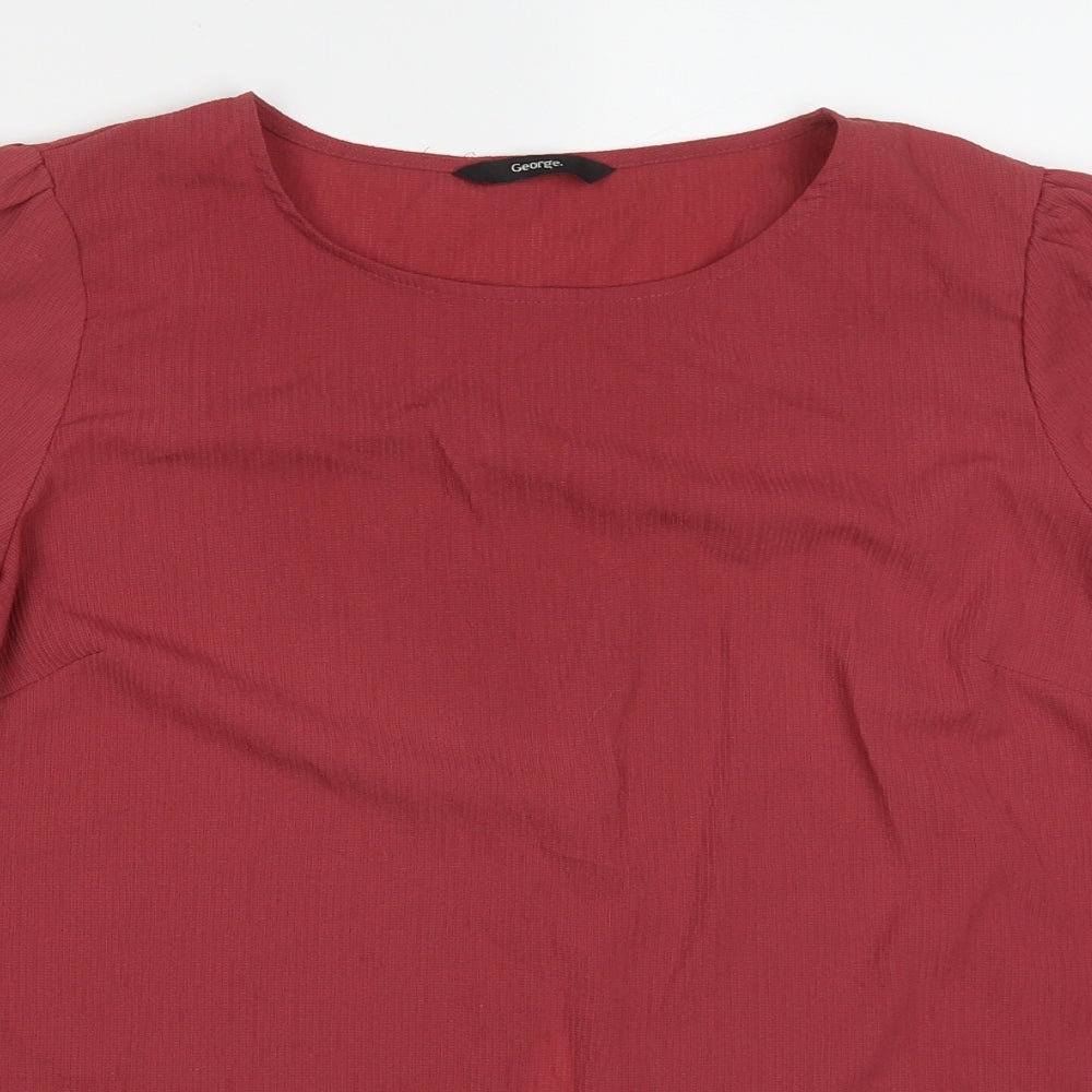 Geoge Womens Red  Polyester Basic Blouse Size 8 Round Neck