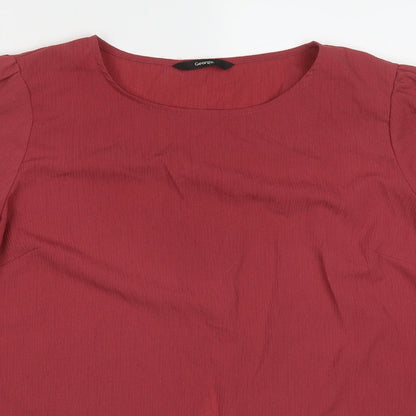 Geoge Womens Red  Polyester Basic Blouse Size 8 Round Neck
