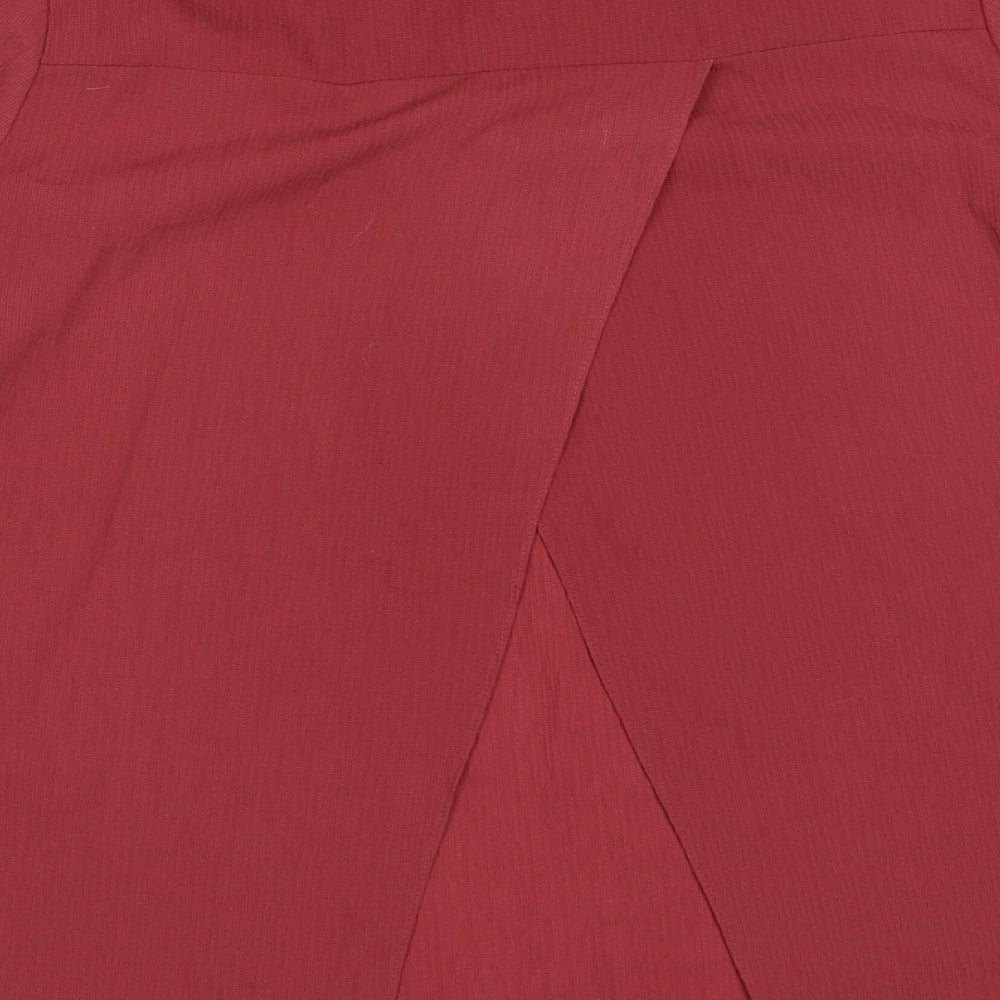 Geoge Womens Red  Polyester Basic Blouse Size 8 Round Neck