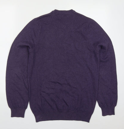 Marks and Spencer Mens Purple V-Neck  Cotton Pullover Jumper Size S