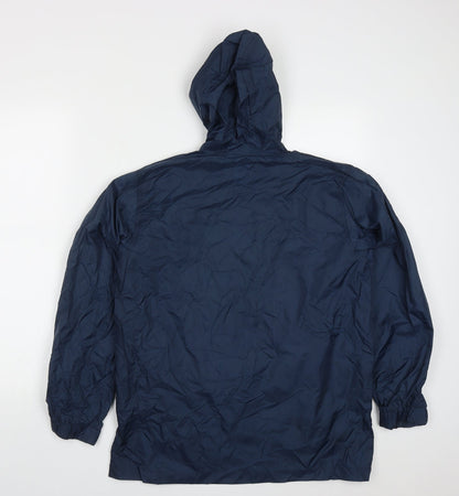 Back view of Back to School boys’ blue jacket, size 13, years zip