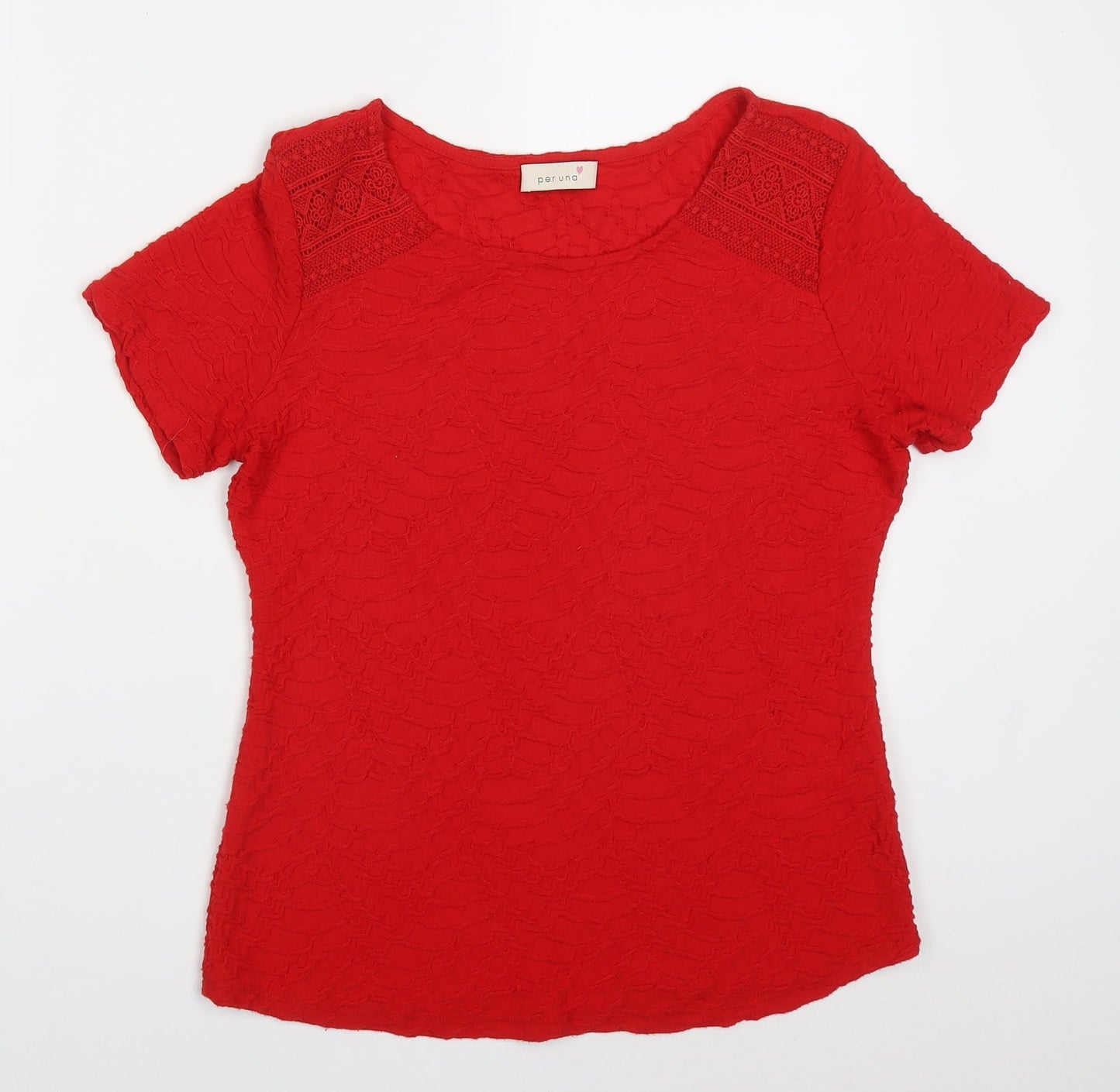 Womens UK Size 12 Marks and Spencer Red Basic T-Shirt