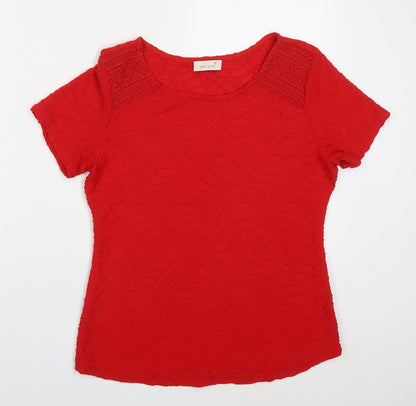 Womens UK Size 12 Marks and Spencer Red Basic T-Shirt