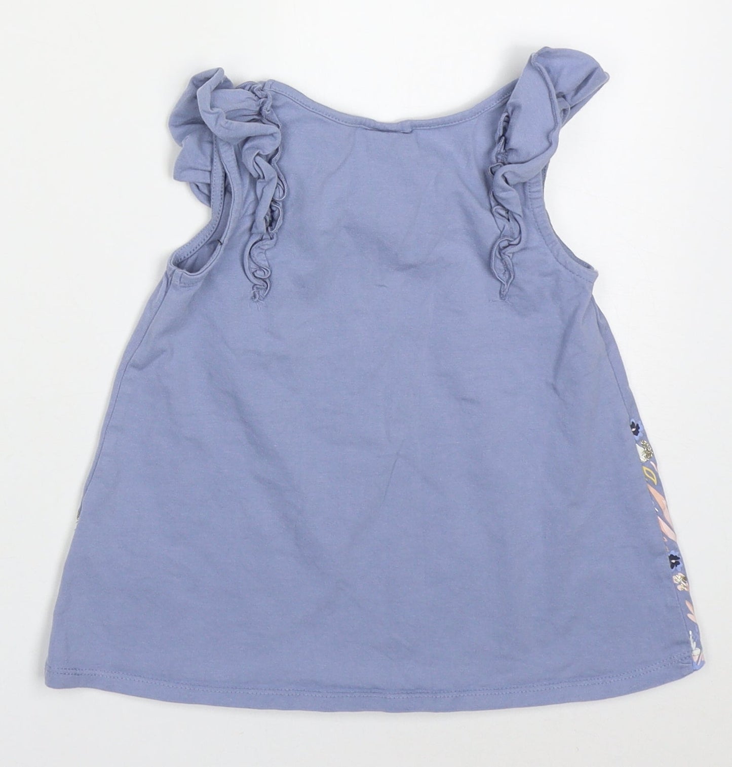 Savannah Girls Pink  Cotton Basic Tank Size 2-3 Years Round Neck Pullover - Rabbits and Flowers