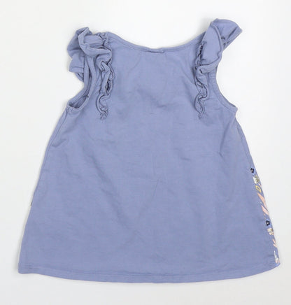 Savannah Girls Pink  Cotton Basic Tank Size 2-3 Years Round Neck Pullover - Rabbits and Flowers