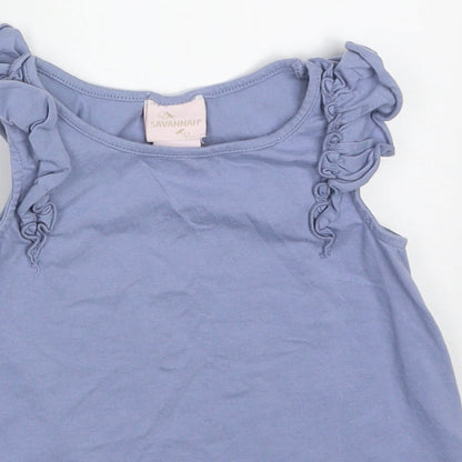 Savannah Girls Pink  Cotton Basic Tank Size 2-3 Years Round Neck Pullover - Rabbits and Flowers