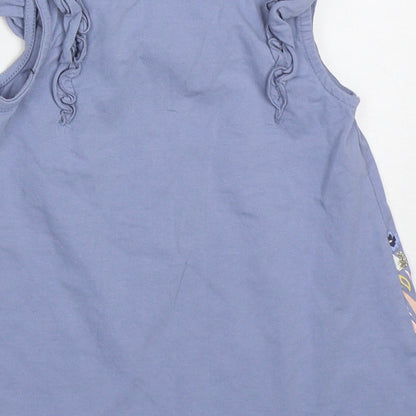 Savannah Girls Pink  Cotton Basic Tank Size 2-3 Years Round Neck Pullover - Rabbits and Flowers