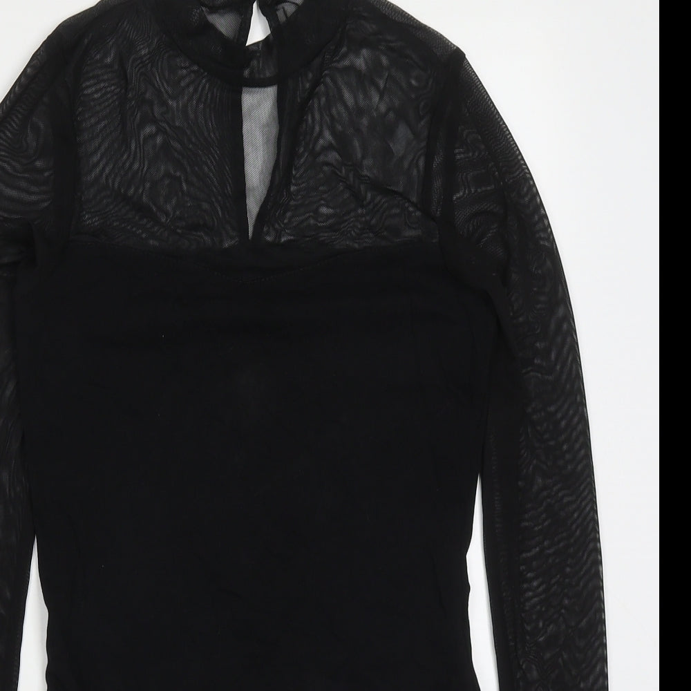 New Look Womens Black  Cotton Bodysuit One-Piece Size 10  Button