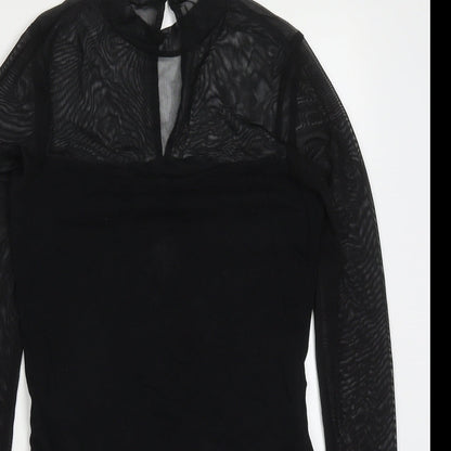 New Look Womens Black  Cotton Bodysuit One-Piece Size 10  Button