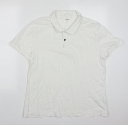 Un Bias Mens White  Cotton  Polo Size L Collared Pullover