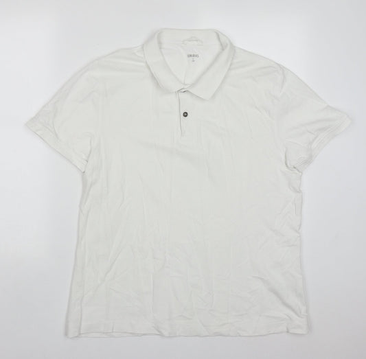 Un Bias Mens White  Cotton  Polo Size L Collared Pullover