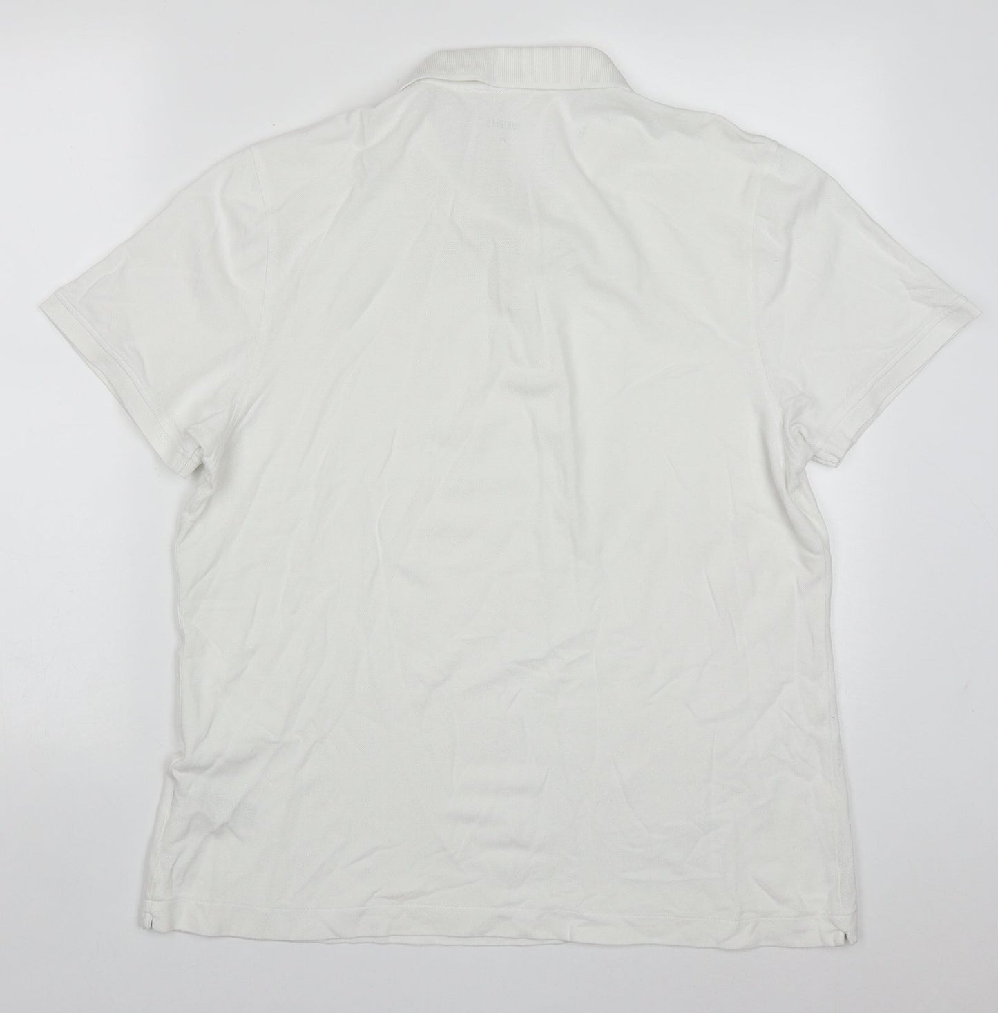 Un Bias Mens White  Cotton  Polo Size L Collared Pullover