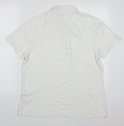 Un Bias Mens White  Cotton  Polo Size L Collared Pullover