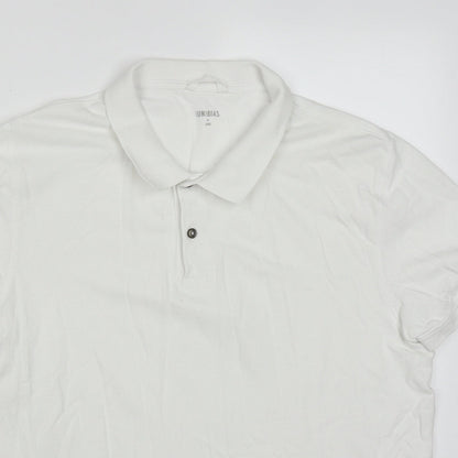 Un Bias Mens White  Cotton  Polo Size L Collared Pullover